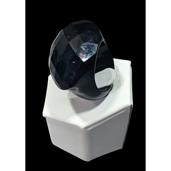 Glam Goth Faceted Teardrop Heavy Black Ring Size 8 1/2 - Picture 8 of 9